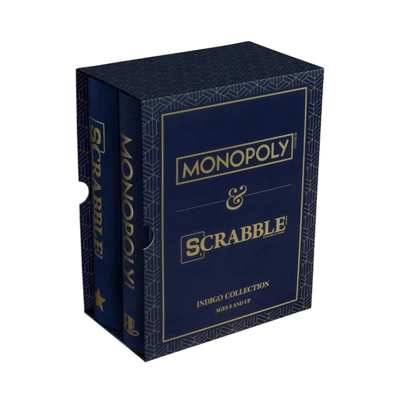 Monopoly & Scrabble Bookshelf Edition Indigo Collection - Picture 1 of 7